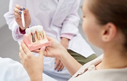 Orange Park dentist demonstrating dental implant care tips