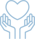 Animated hands holding heart icon