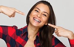 Woman with ceramic braces