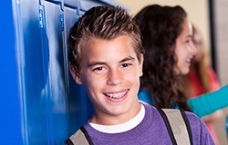 Teen boy with braces