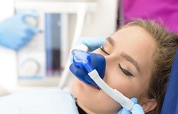 Relaxed patient with nitrous oxide mask