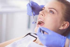 Woman in dental chair