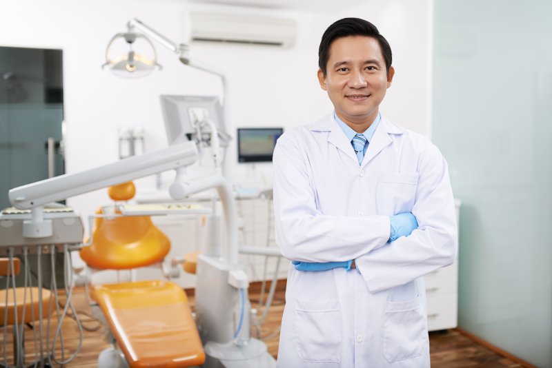 A dentist waiting for his patient to come in